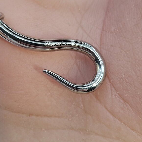 Hermès Brown Leather Silver-Tone Hook Bracelet - Picture 2 of 14